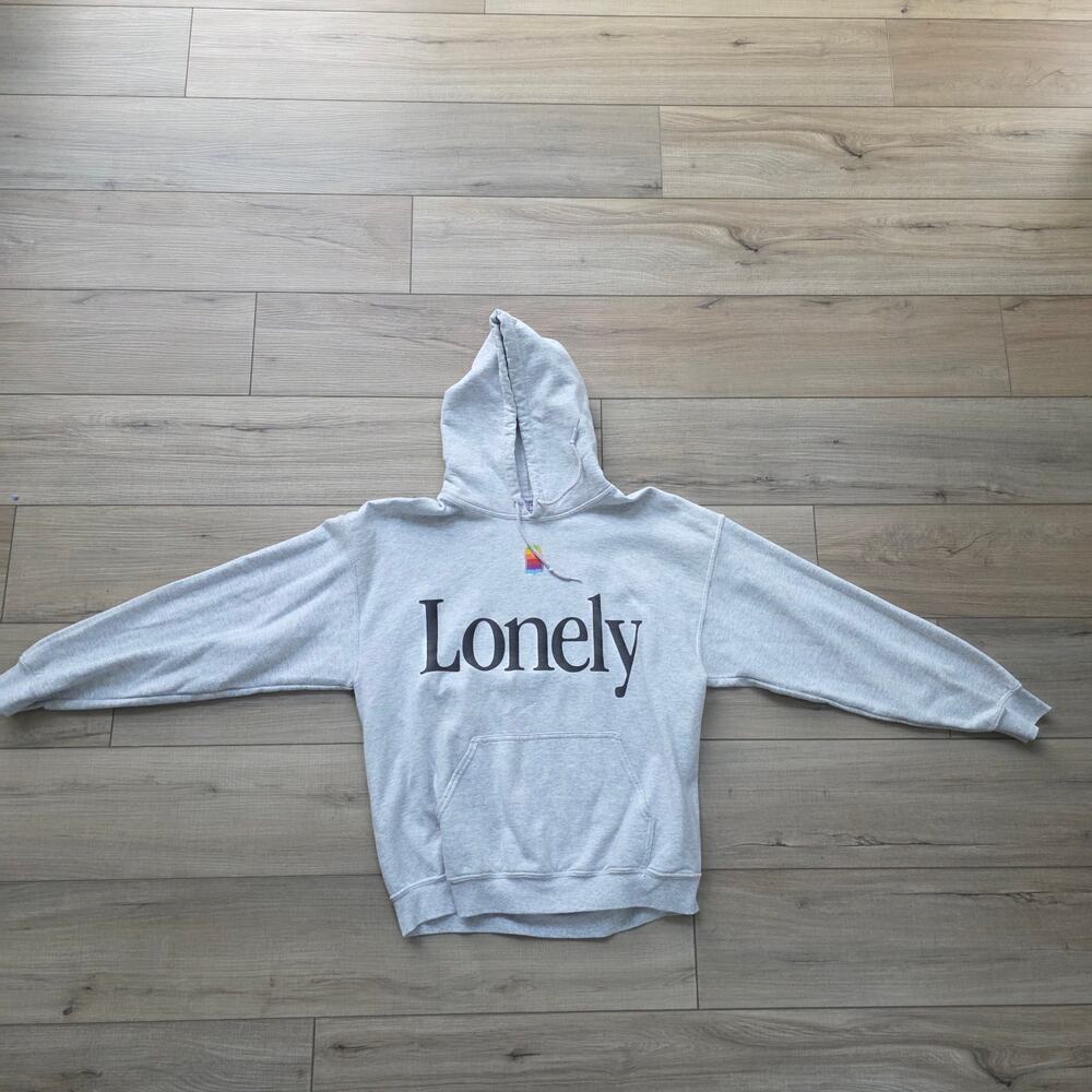 Lonely Ghost The Apple Hoodie Heathered Gray Graphic Print Unisex Sz Large - Picture 9 of 10